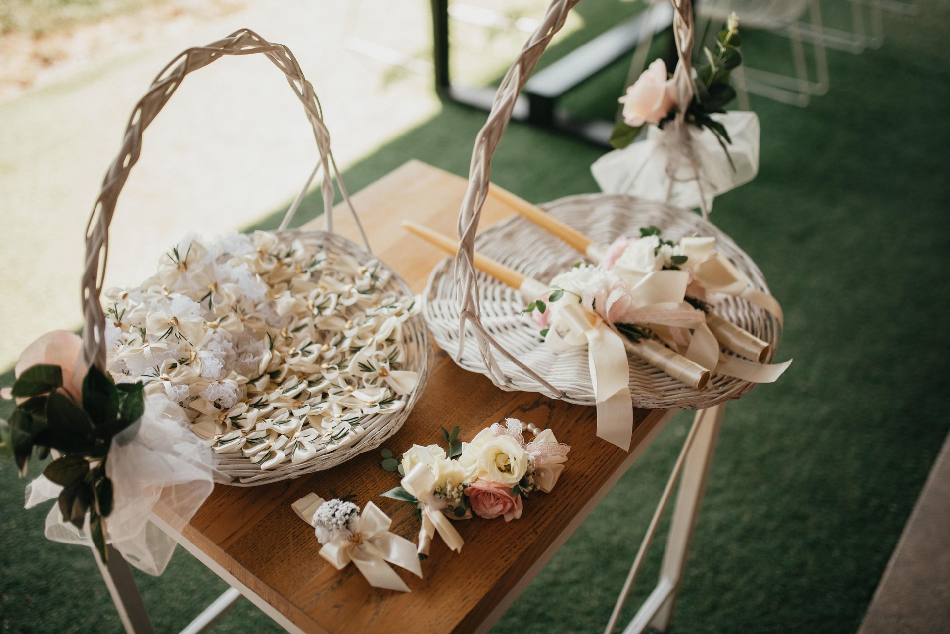 Beautiful wedding bouquet of the bride. Flowers details for wedding.